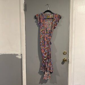 Sweetees 100% Silk All Over Printed Fleeve Sleeve Dress Size S‎